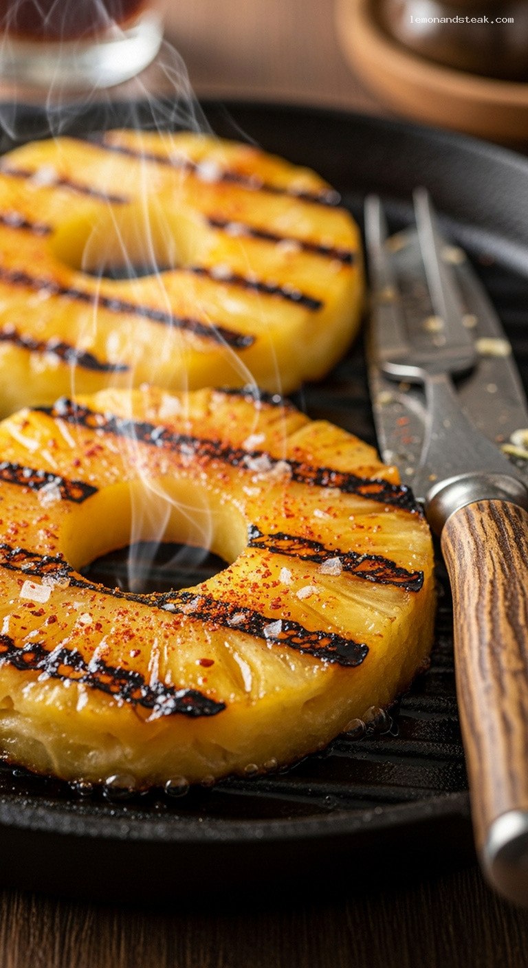 Honey Chili Grilled Pineapple Slices – Closeup