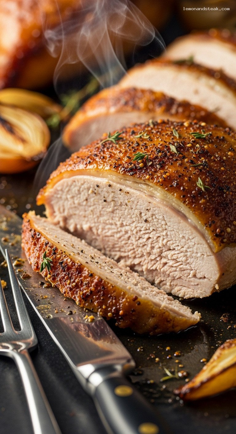 Honey Mustard Butter-Roasted Turkey with Sweet Tangy Crust – Closeup