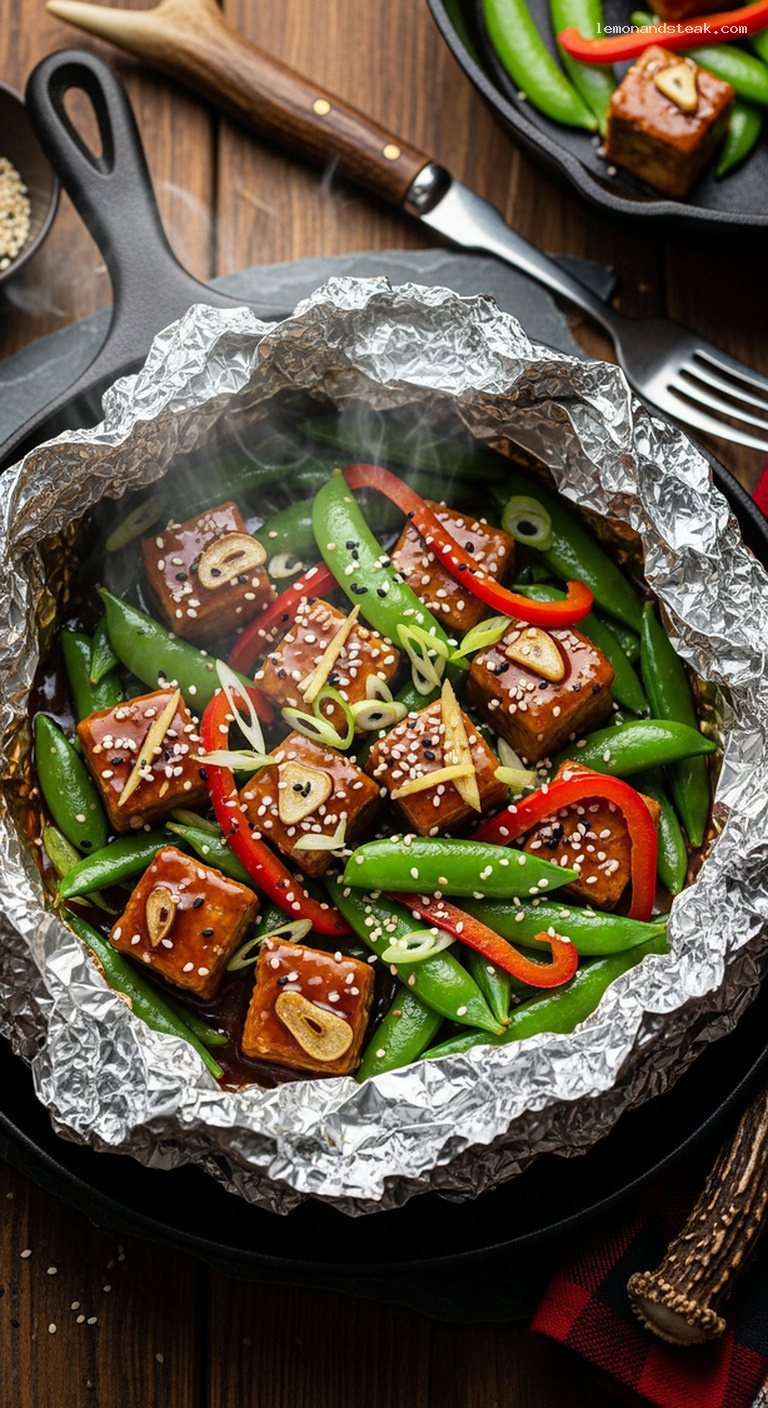 Honey-Soy Tofu and Snap Peas Foil Packet Recipe