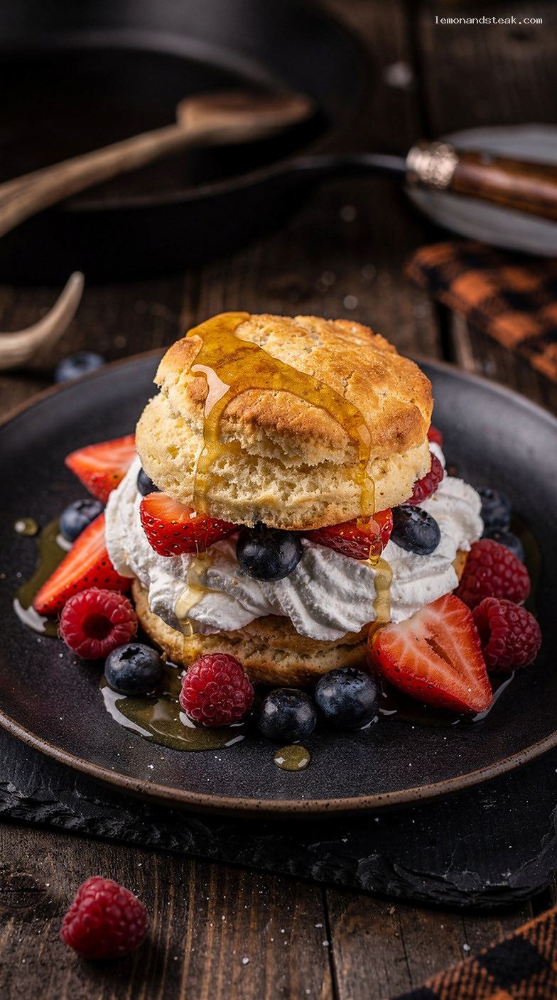 Honey Vanilla Shortcake Biscuits With Berries and Whipped Cream