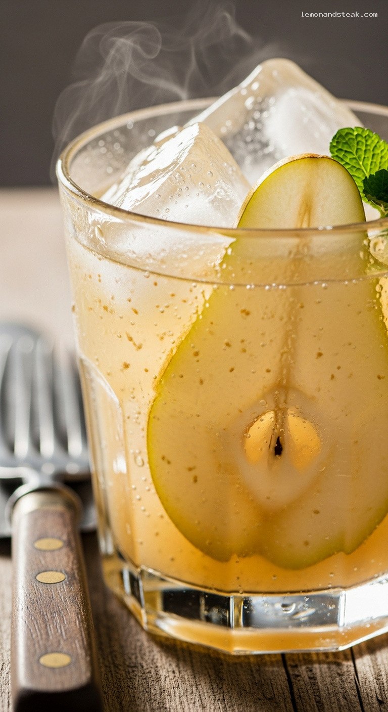 Iced Pear Vanilla Refresher Drink – Closeup