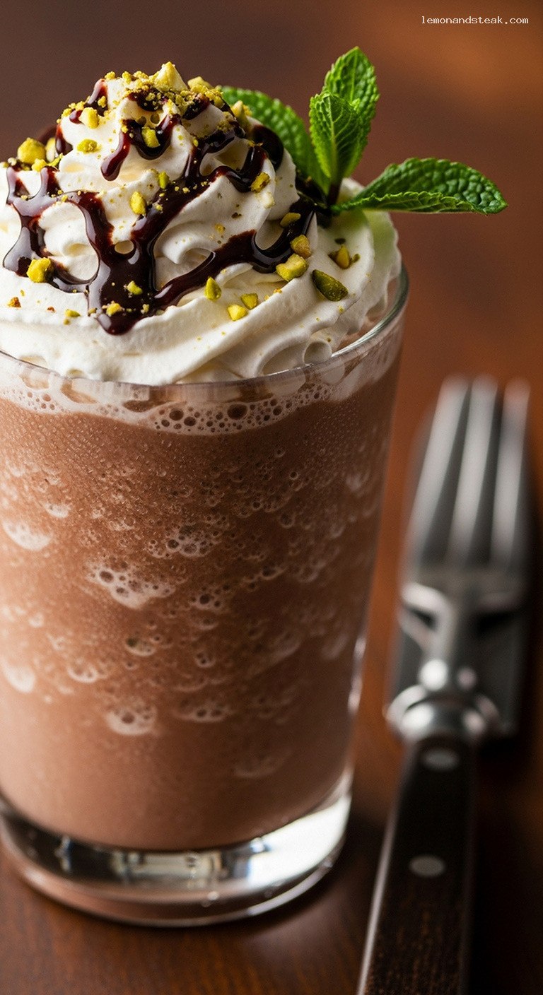 Icy Mint Chocolate Pistachio Frappe – Closeup