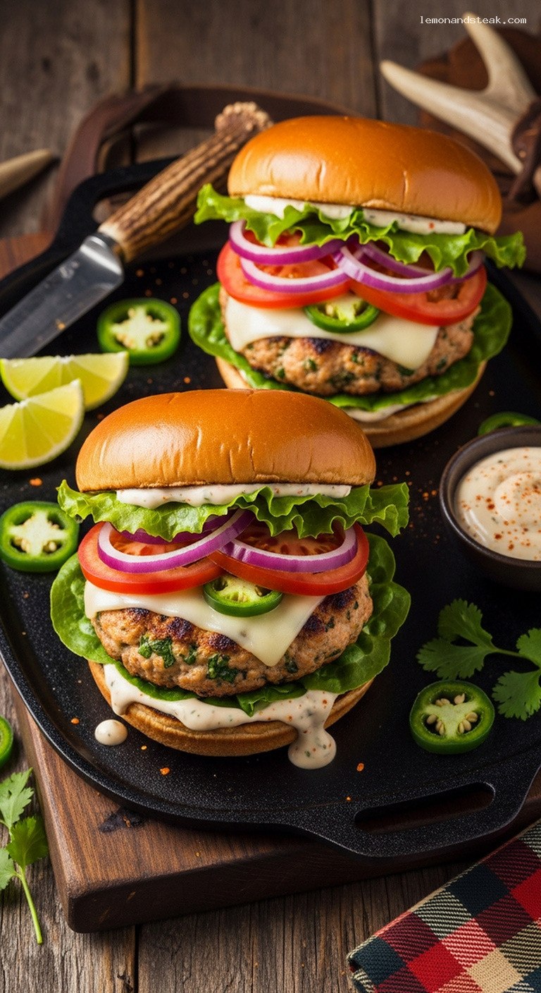 Jalapeño Cilantro Turkey Burgers with Chili Lime Mayo