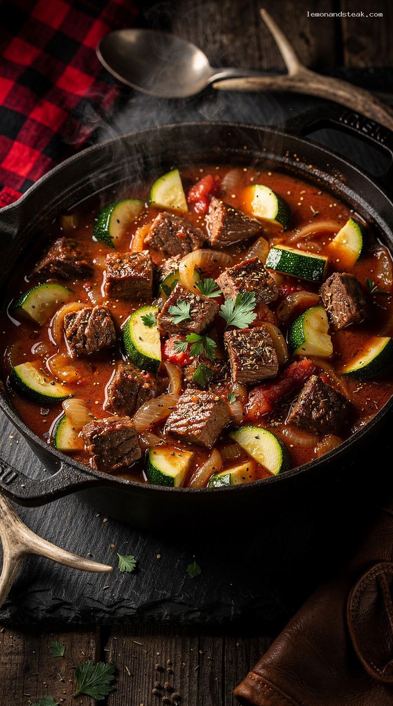 Light Beef and Zucchini Stew with Tomatoes and Herbs