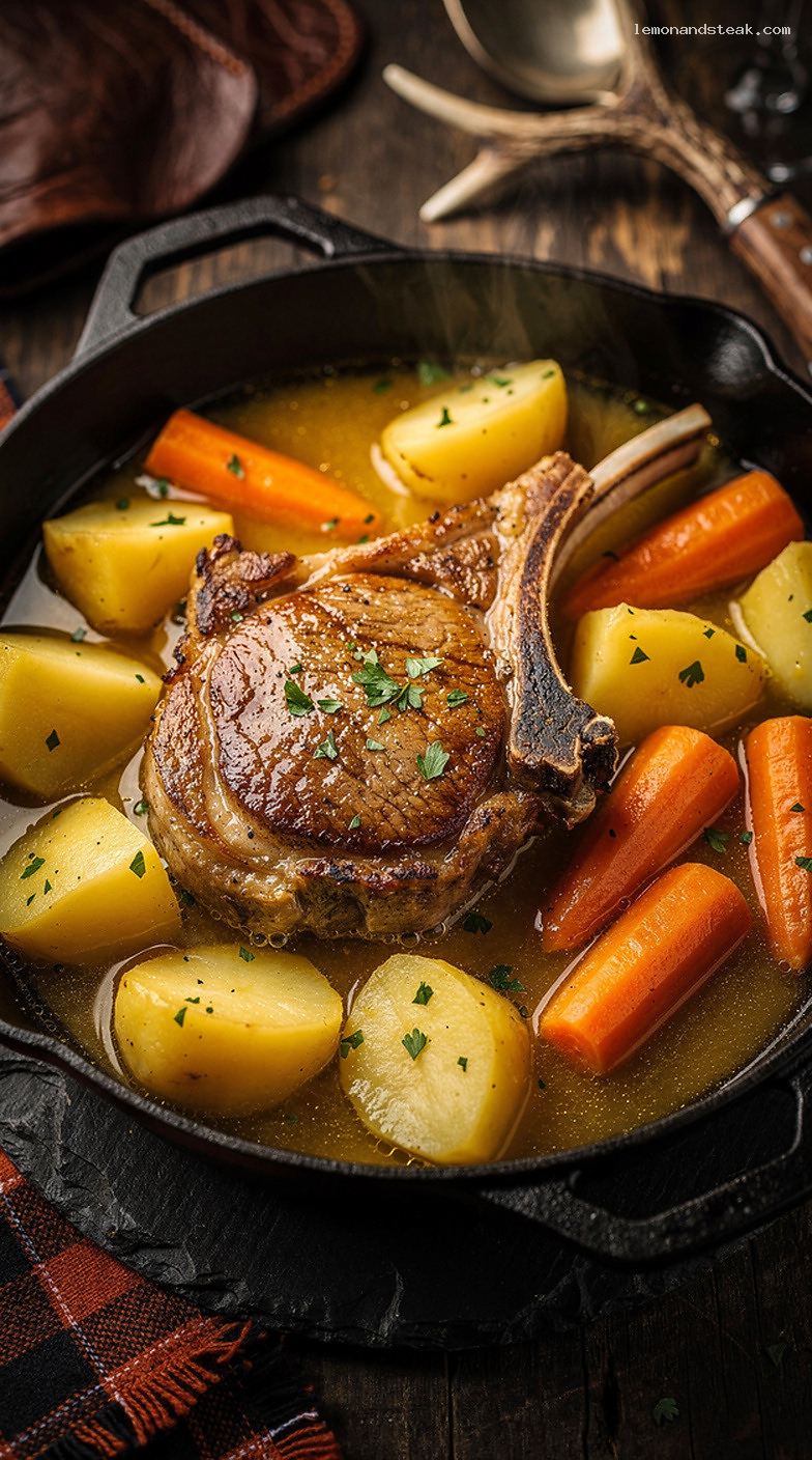 Low and Slow Pork Chops with Carrots and Potatoes