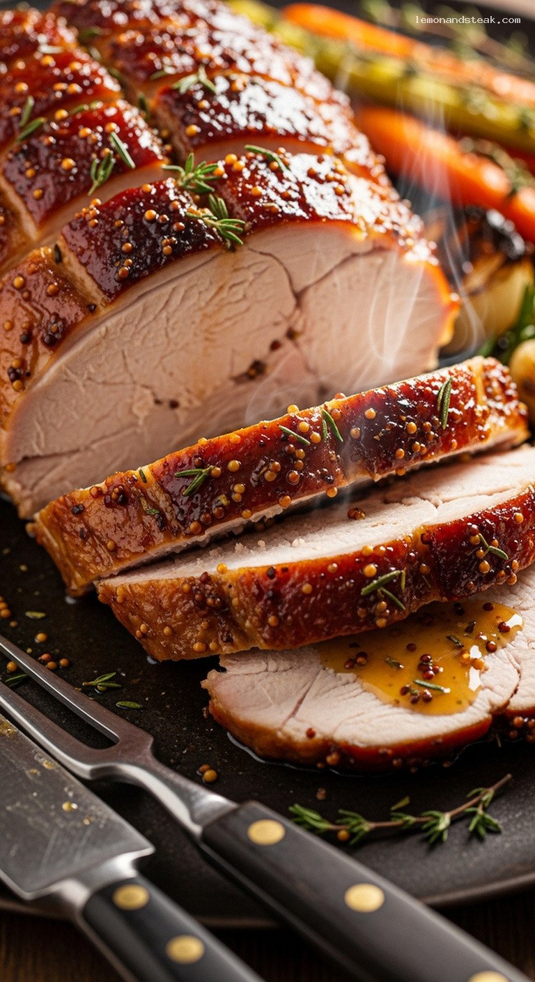 Maple Dijon Roasted Turkey With Caramelized Glaze – Closeup