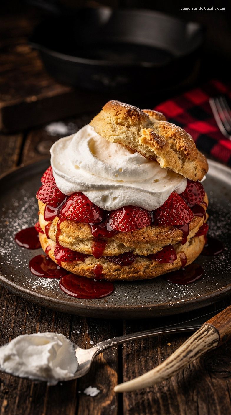 Maple Vanilla Strawberry Shortcake With Sweet Biscuits and Whipped Cream