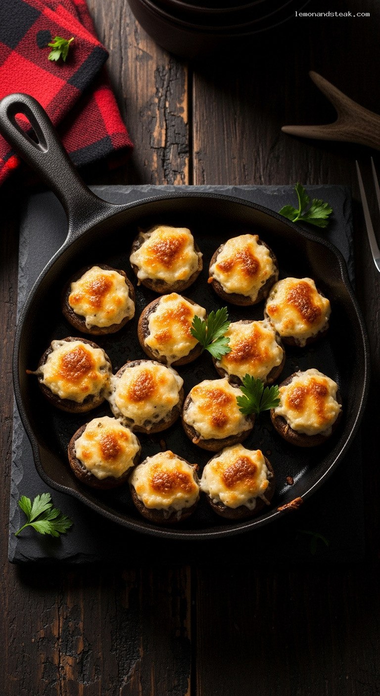 Mini Cheese-Stuffed Mushroom Caps Appetizer
