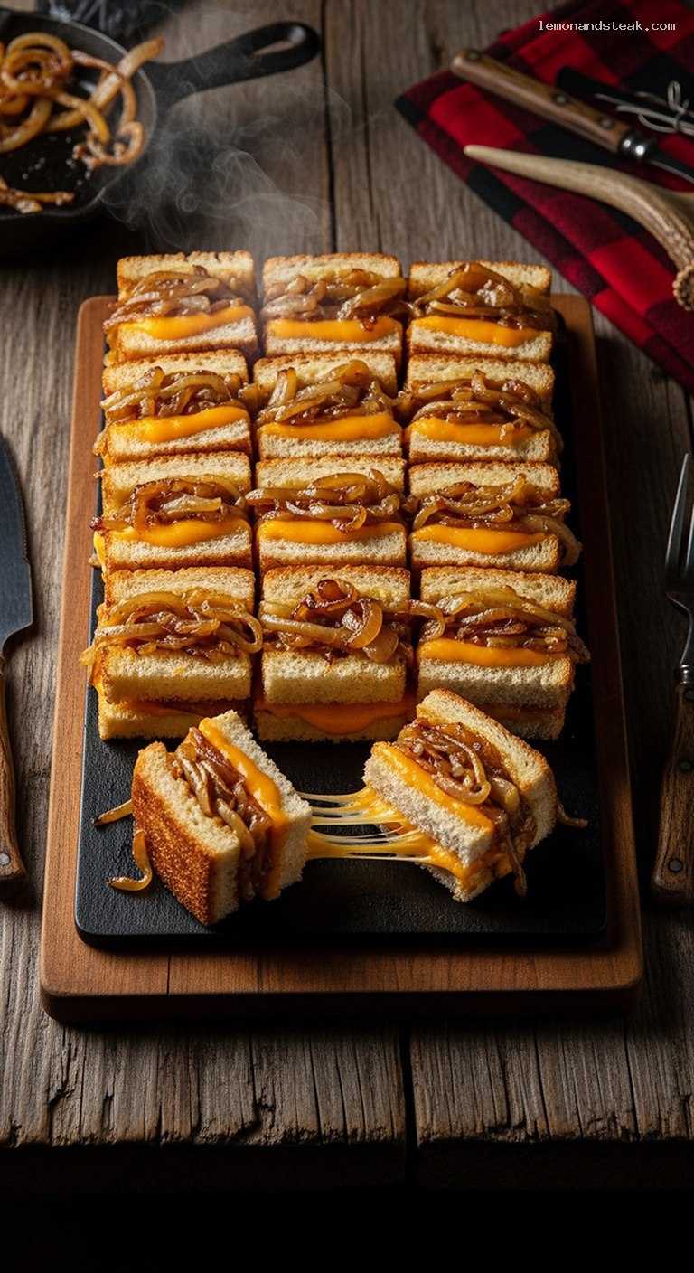 Mini Grilled Cheese Bites with Caramelized Onions