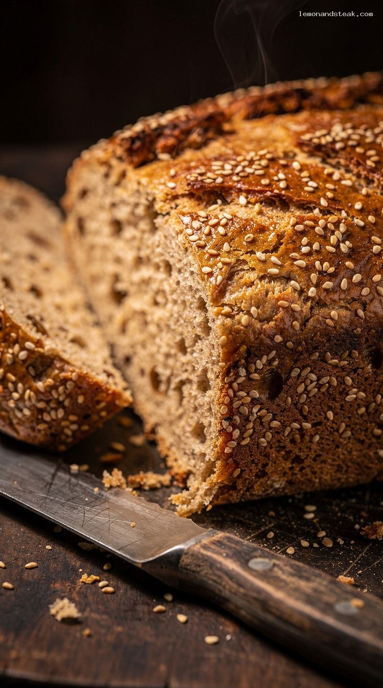 Miso Sesame Bread With Soft Crumb and Aromatic Crust – Closeup