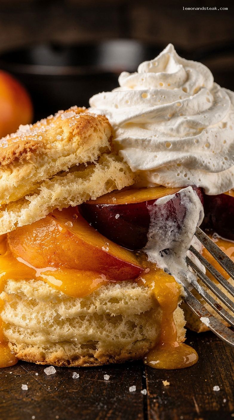 Mixed Stone Fruit Shortcake with Lemon-Sugar Biscuits – Closeup