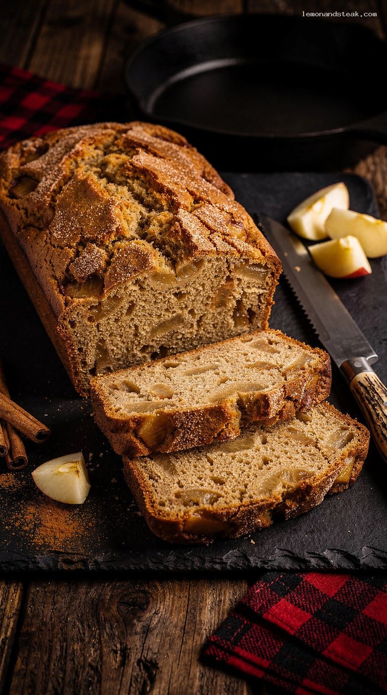 Moist Apple Cinnamon Quick Bread with Chunks of Apple