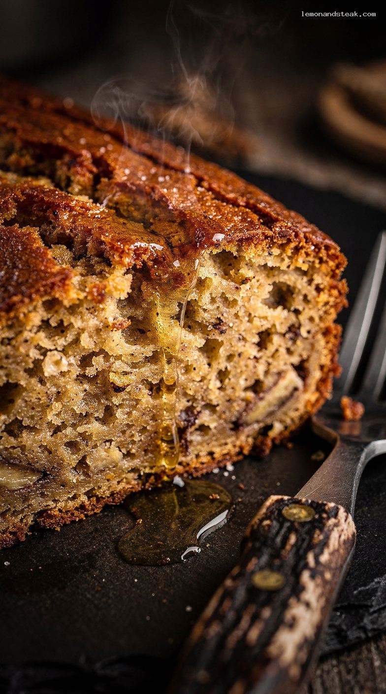 Moist Banana Bread with Brown Sugar and Butter – Closeup