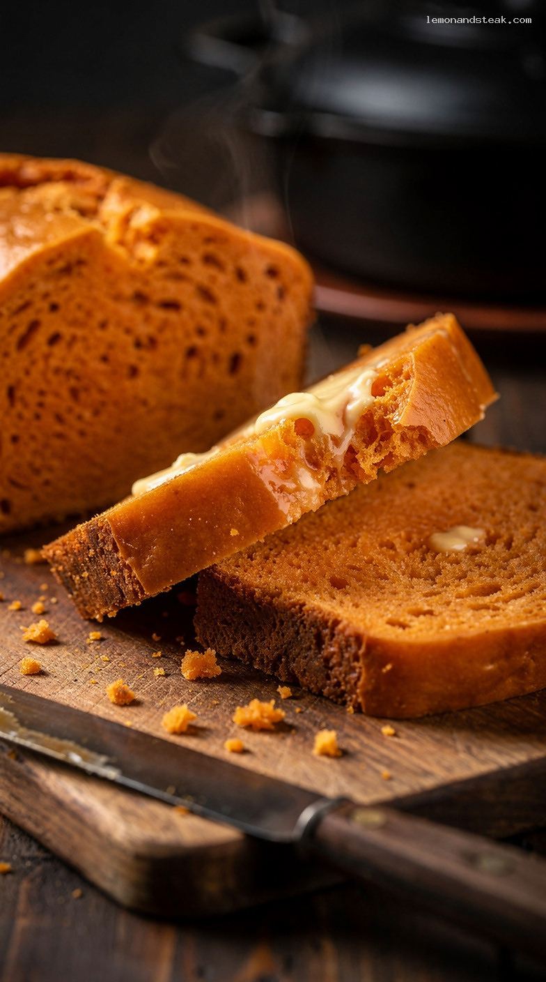 Moist Sweet Potato Bread Recipe with Mashed Sweet Potatoes – Closeup