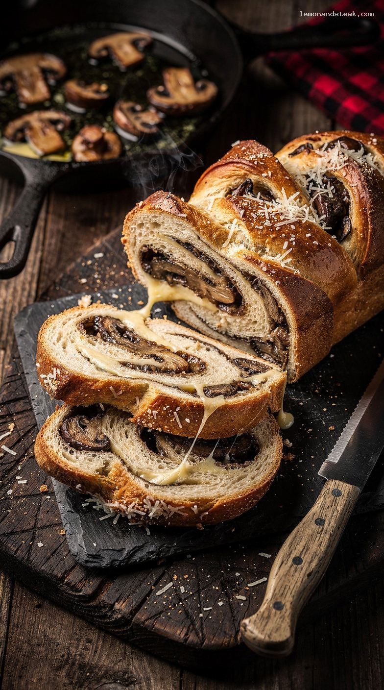 Mushroom and Gruyère Savory Bread Loaf