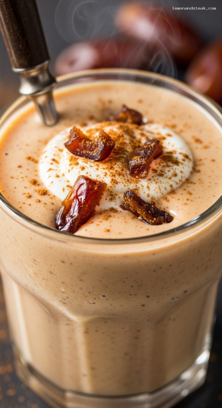 Naturally Sweet Vanilla Date Smoothie – Closeup