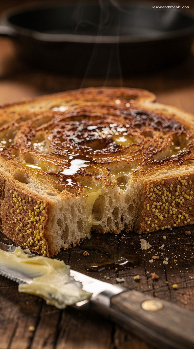 No-Knead English Muffin Bread With Cornmeal Crust – Closeup