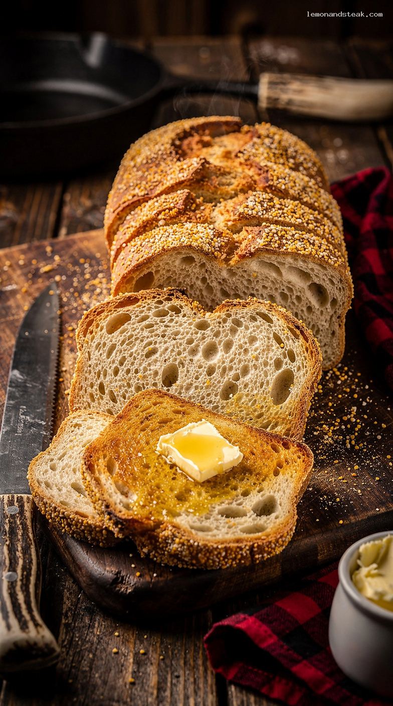 No-Knead English Muffin Bread With Cornmeal Crust