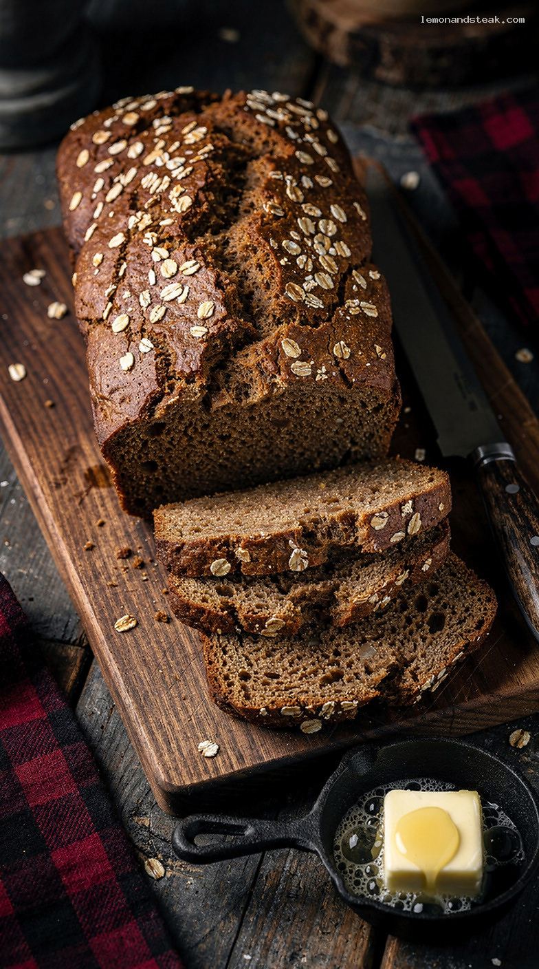 Oatmeal Molasses Bread with Rolled Oats and Moist Crumb