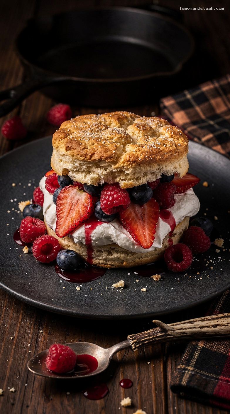 Old-Fashioned Cream Shortcake With Sugared Berries and Whipped Cream
