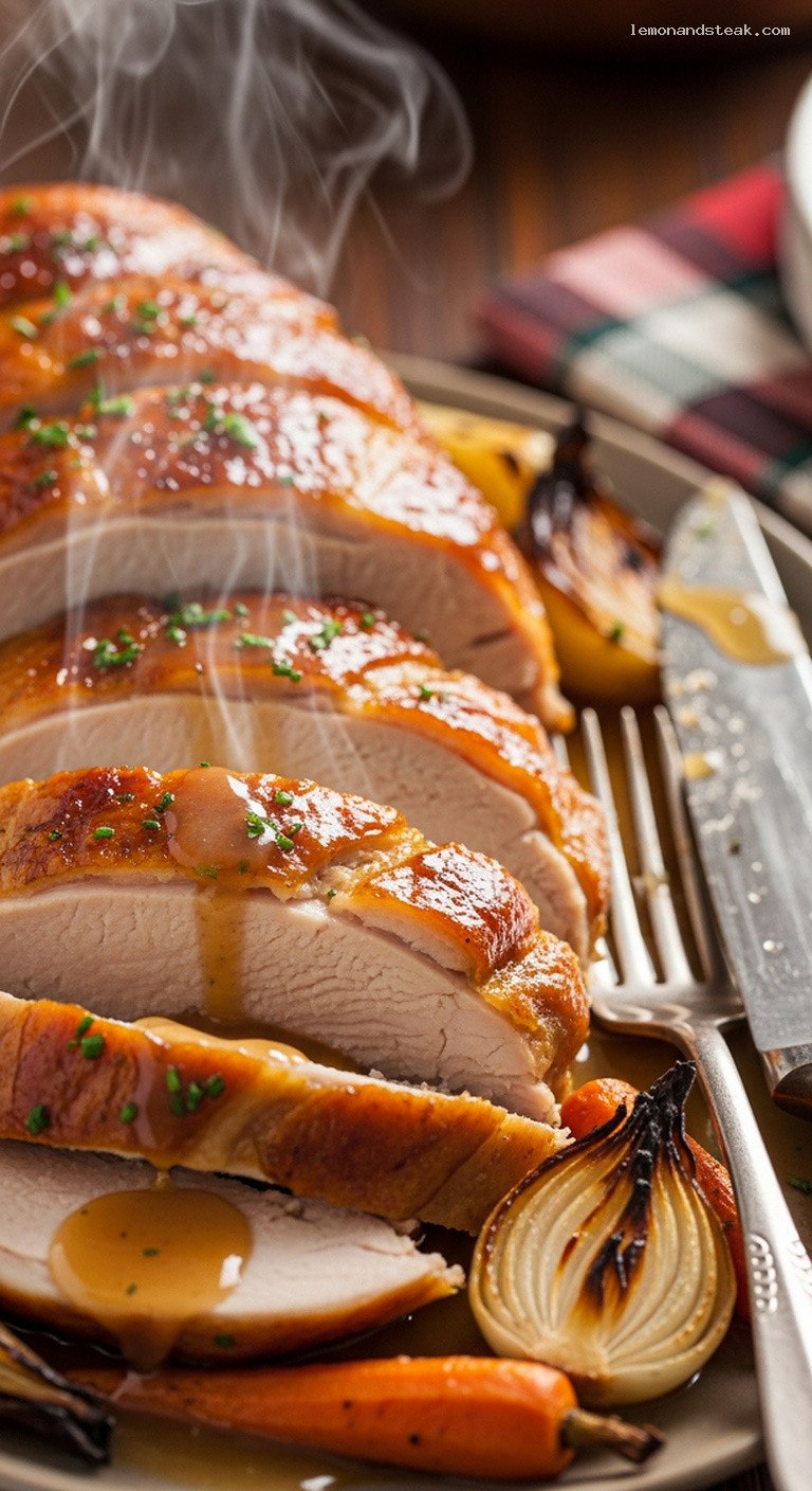 Old-Fashioned Roast Turkey with Cream Sherry Pan Drippings – Closeup