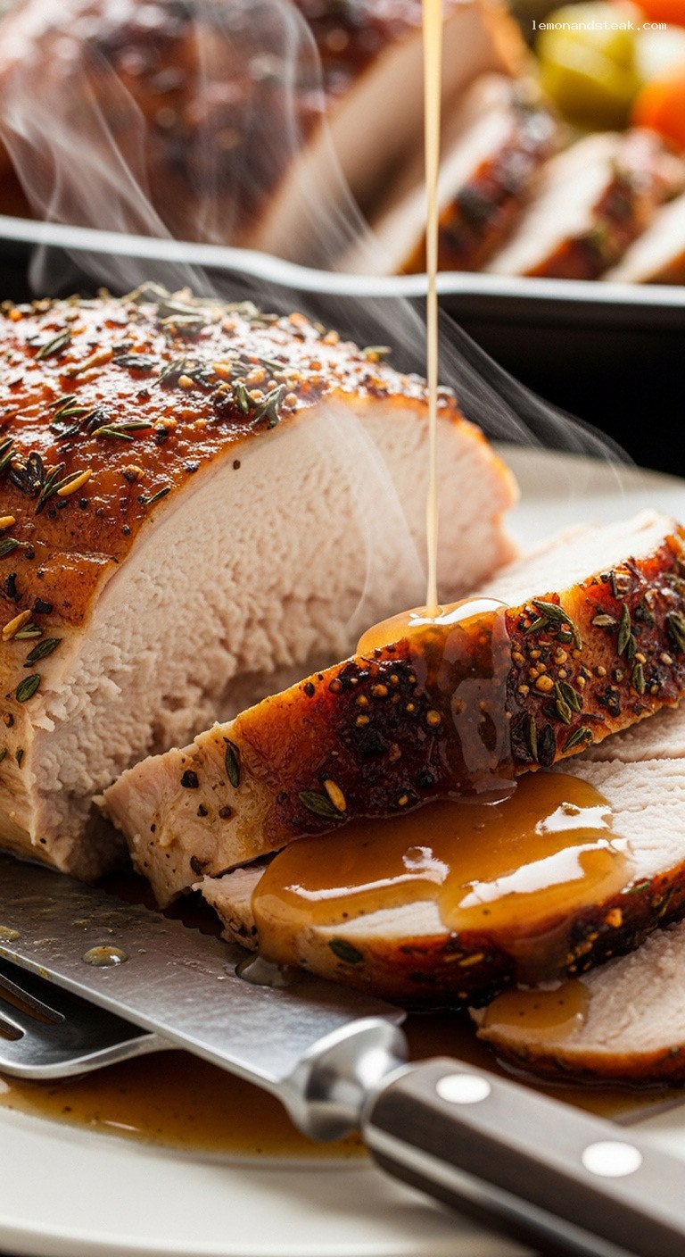 Old-Fashioned Thyme and Worcestershire Roast Turkey – Closeup