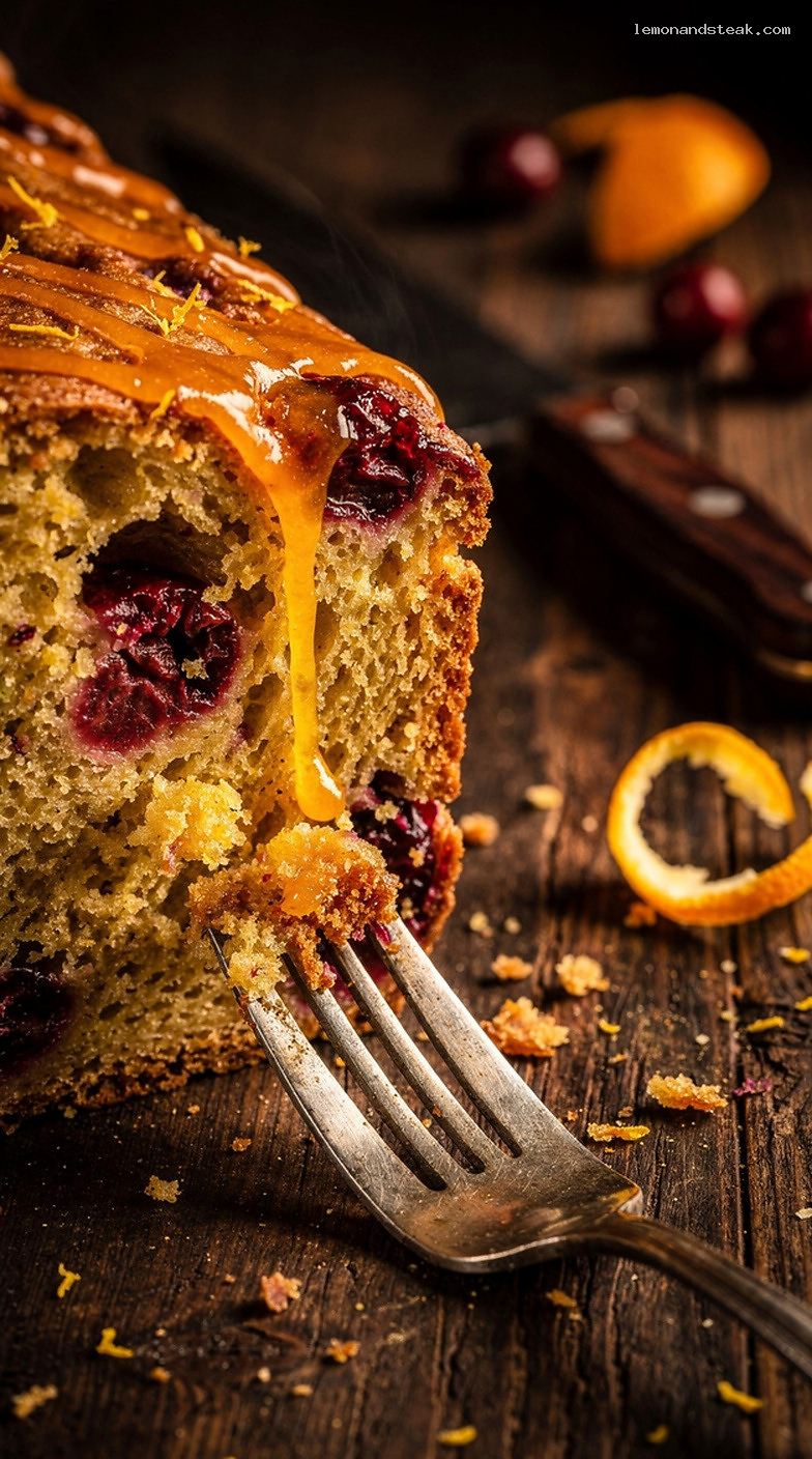 Orange Cranberry Quick Bread With Fresh Orange Zest – Closeup