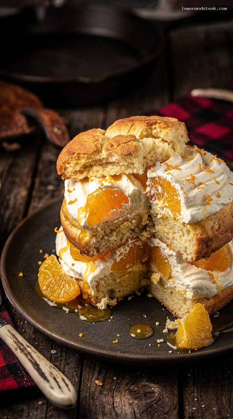Orange Cream Shortcake With Biscuits and Fresh Orange Segments