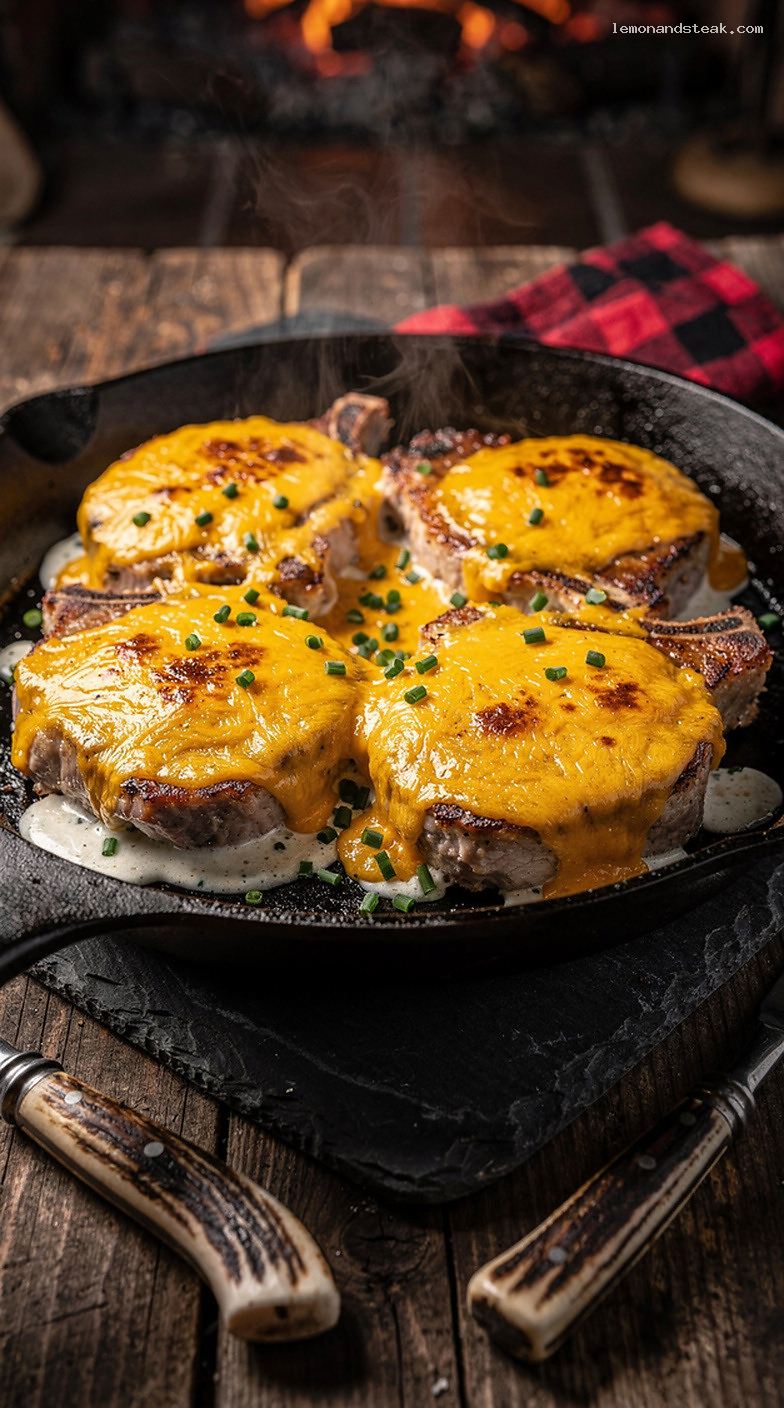 Oven-Baked Pork Chops with Creamy Ranch Cheddar Sauce