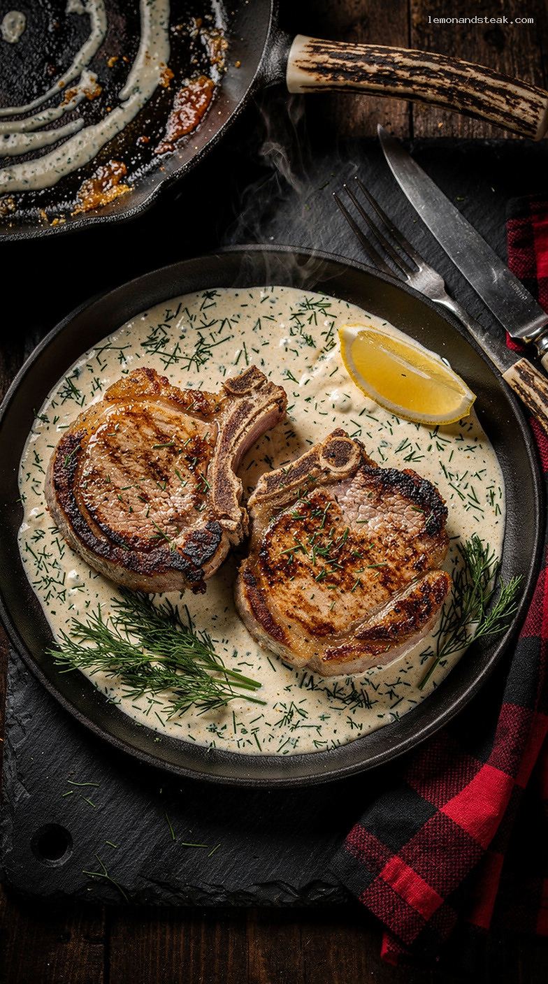 Pan-Fried Pork Chops With Creamy Dill Sauce