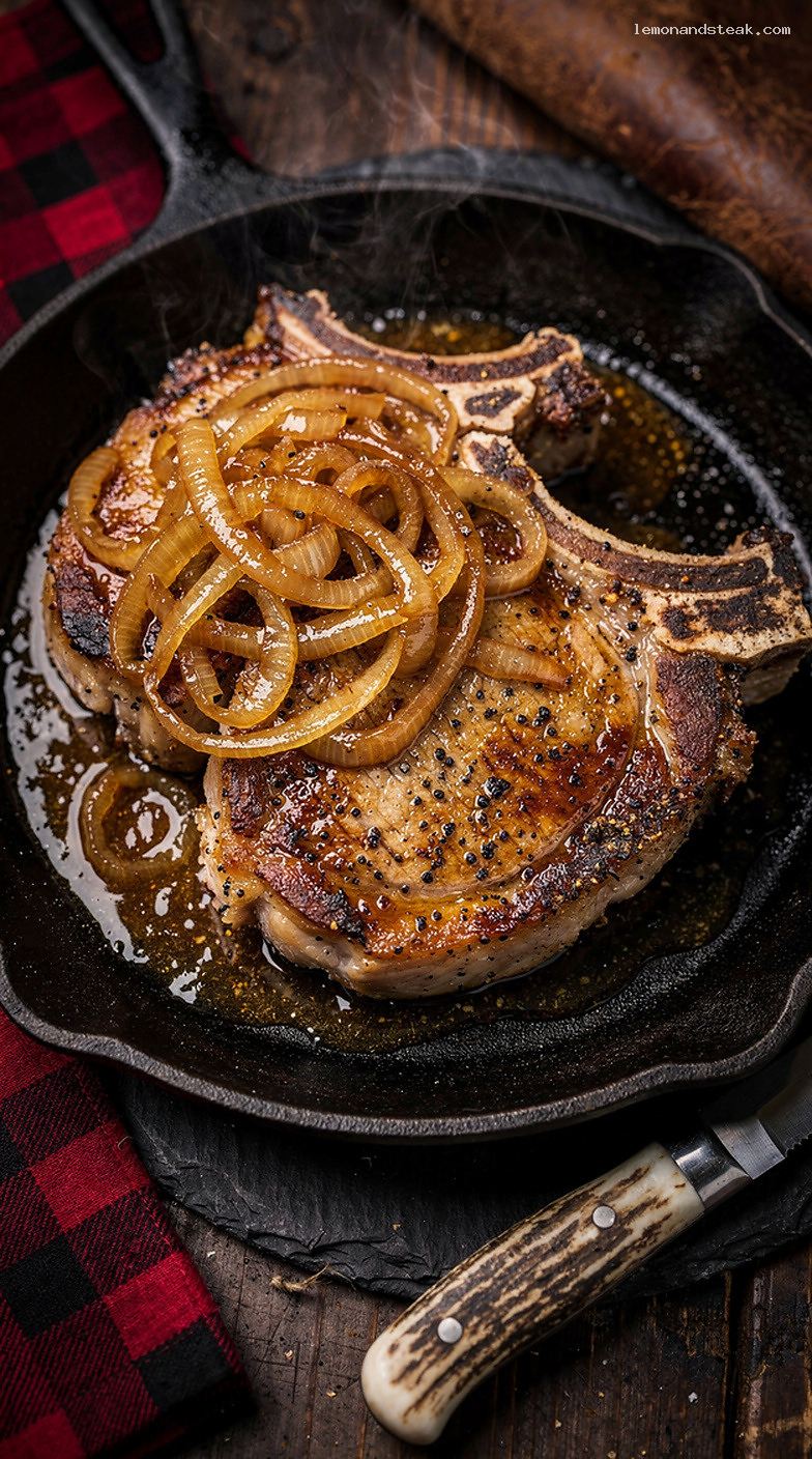 Pan-Fried Pork Chops With Sweet Onion Cider Vinegar Sauce
