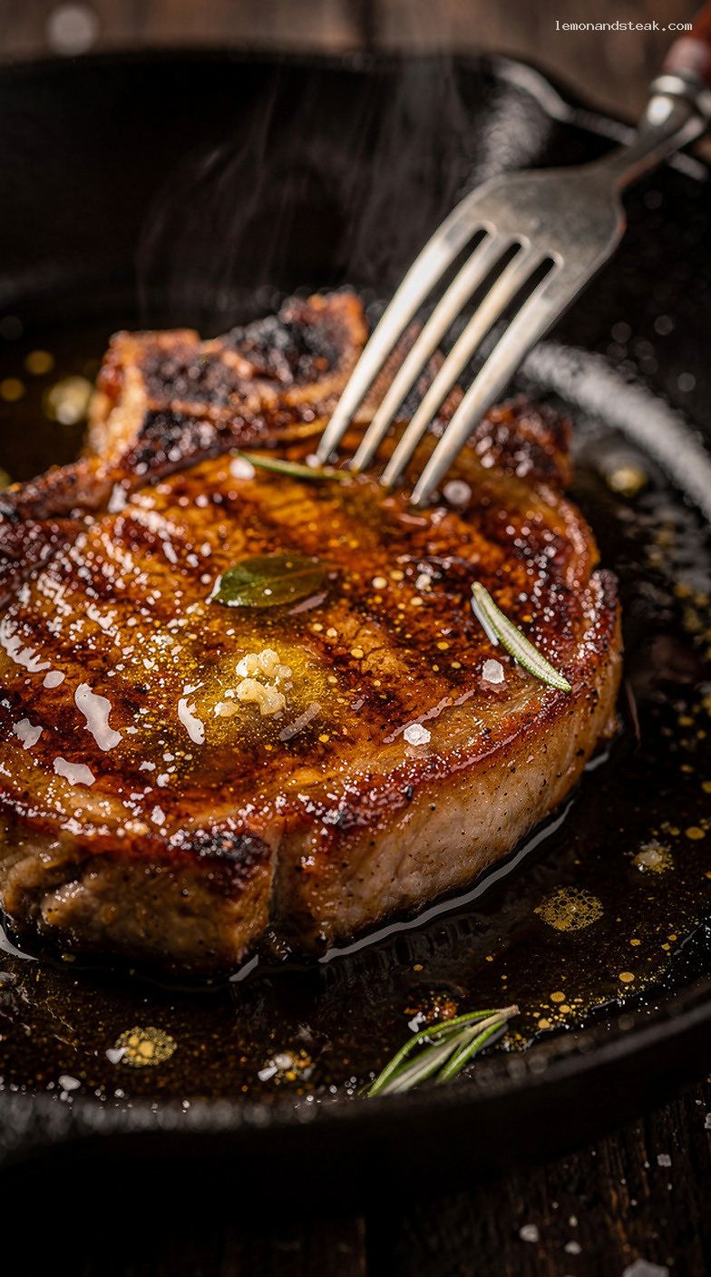 Pan-Seared Pork Chops With Balsamic Brown Sugar Glaze – Closeup