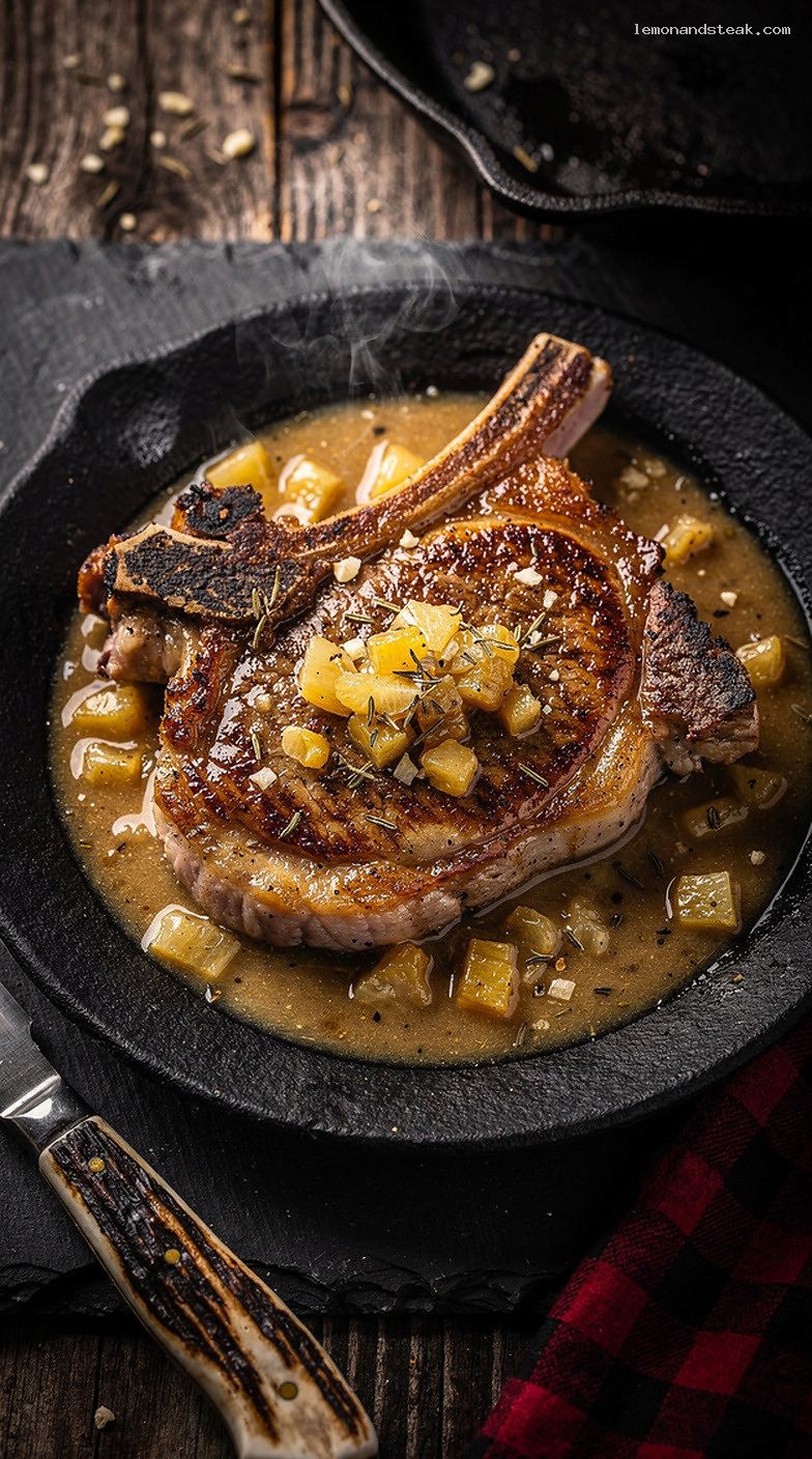 Pan-Seared Pork Chops with Garlic Onion Pan Gravy