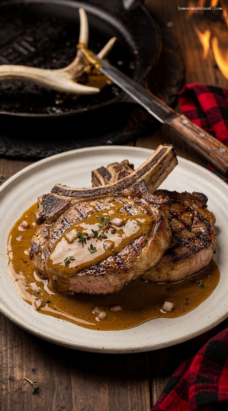 Pan-Seared Pork Chops With Maple Dijon Pan Sauce