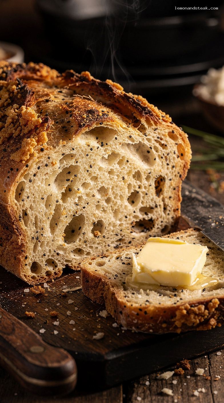 Parmesan Black Pepper Yeast Bread – Closeup