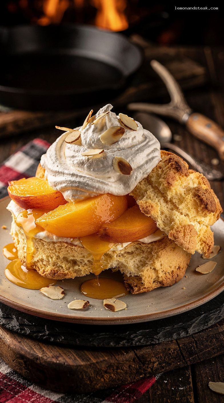 Peach Almond Shortcake With Tender Biscuits and Whipped Cream