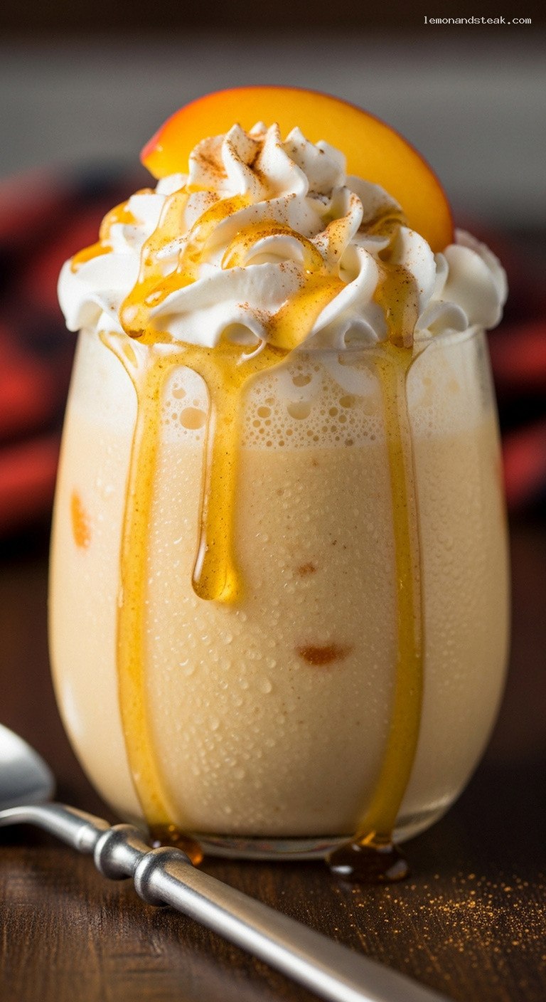 Peach Honey Milkshake With Vanilla Ice Cream – Closeup