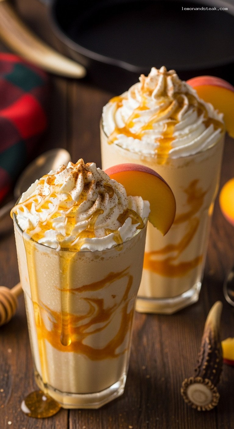 Peach Honey Milkshake With Vanilla Ice Cream
