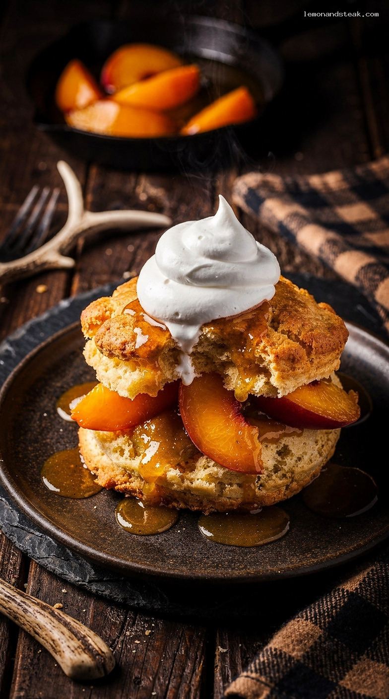 Peach Shortcake With Cinnamon Peaches and Vanilla Whipped Cream