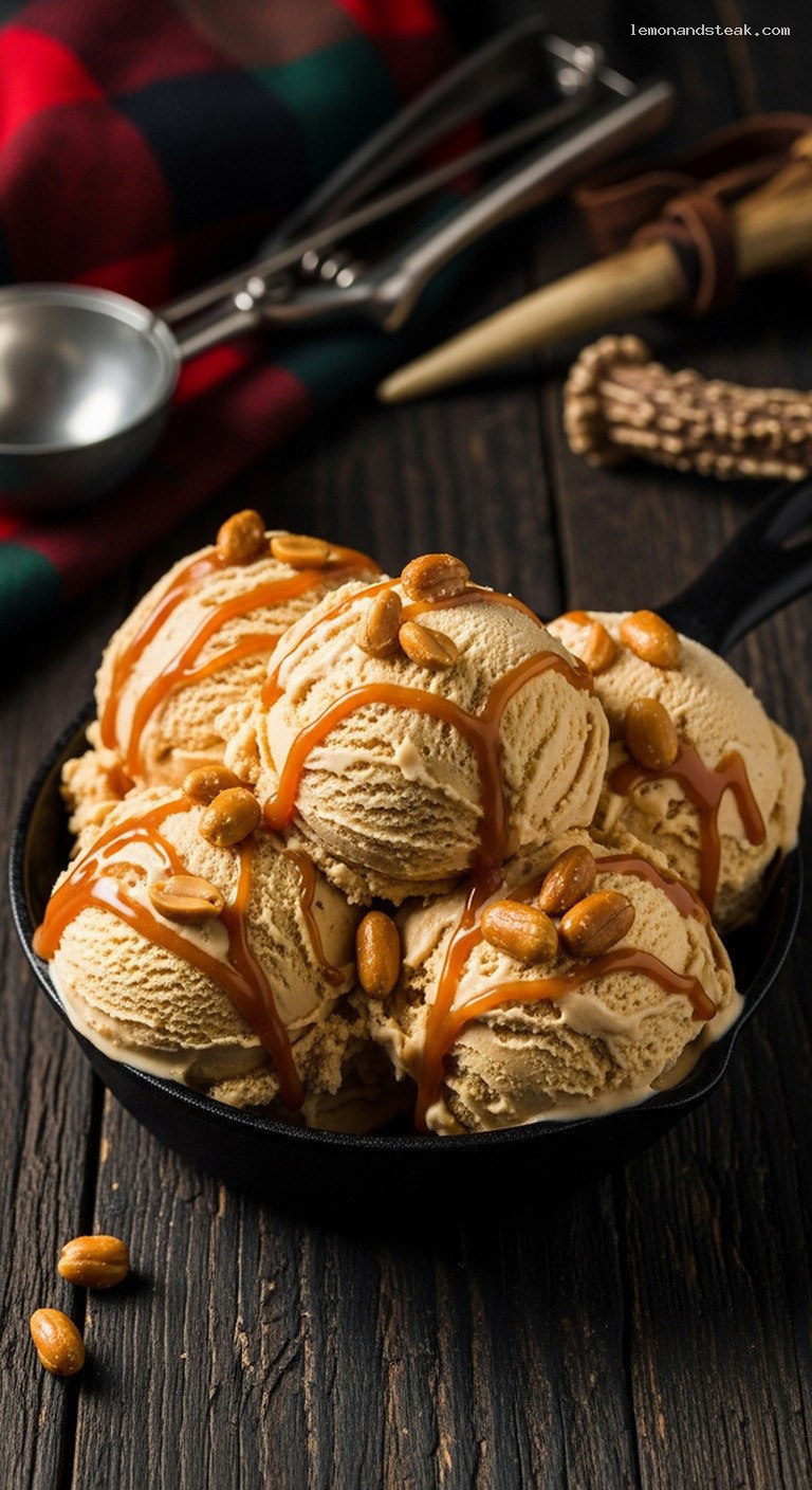 Peanut Butter Caramel Swirl Ice Cream with Roasted Peanuts