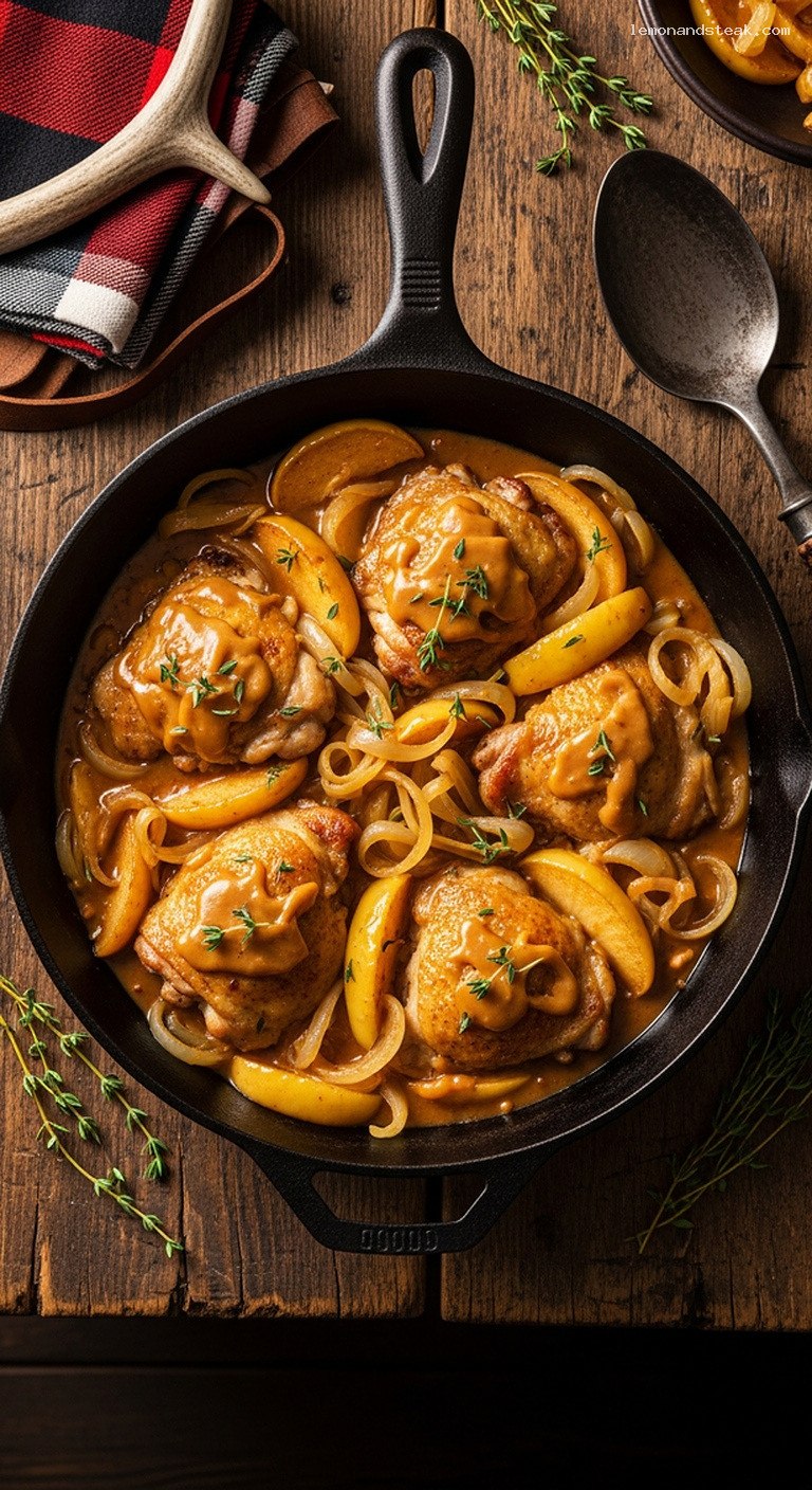 Peanut Butter Chicken Skillet with Caramelized Apples and Thyme