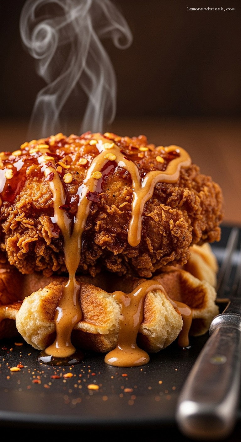 Peanut Butter Hot Honey Drizzle for Chicken, Waffles, and Veggies – Closeup