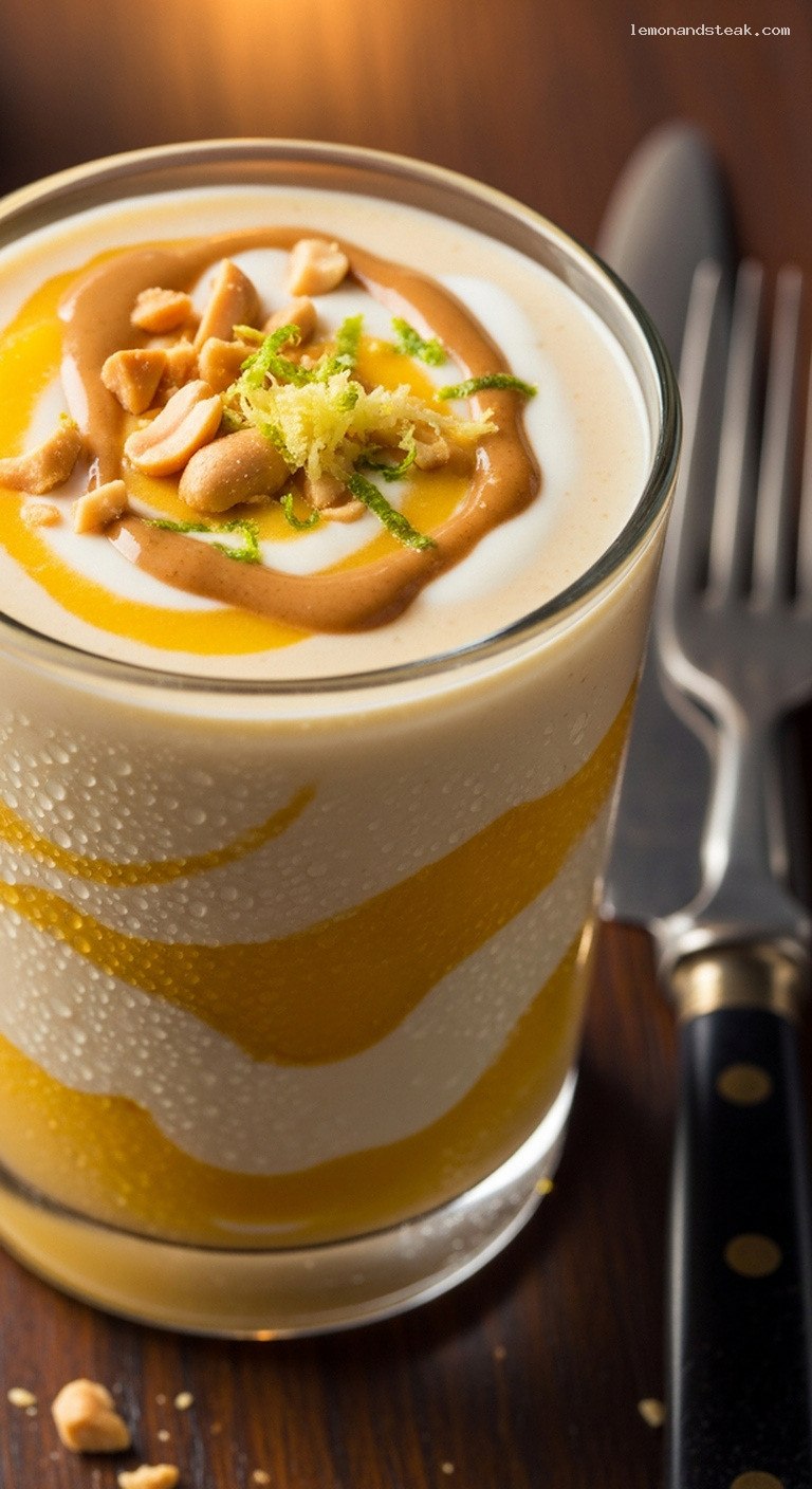 Peanut Butter Mango Smoothie With Lime and Ginger – Closeup