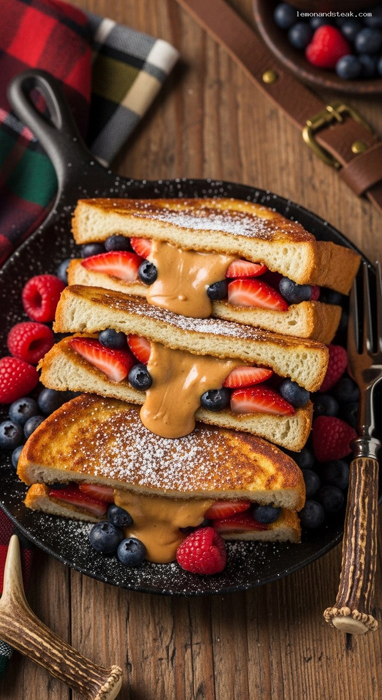 Peanut Butter–Stuffed French Toast with Fresh Berries