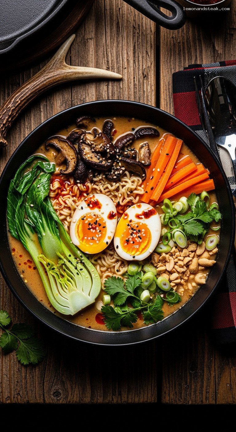 Peanut Chili Ramen With Soft-Boiled Eggs and Bok Choy