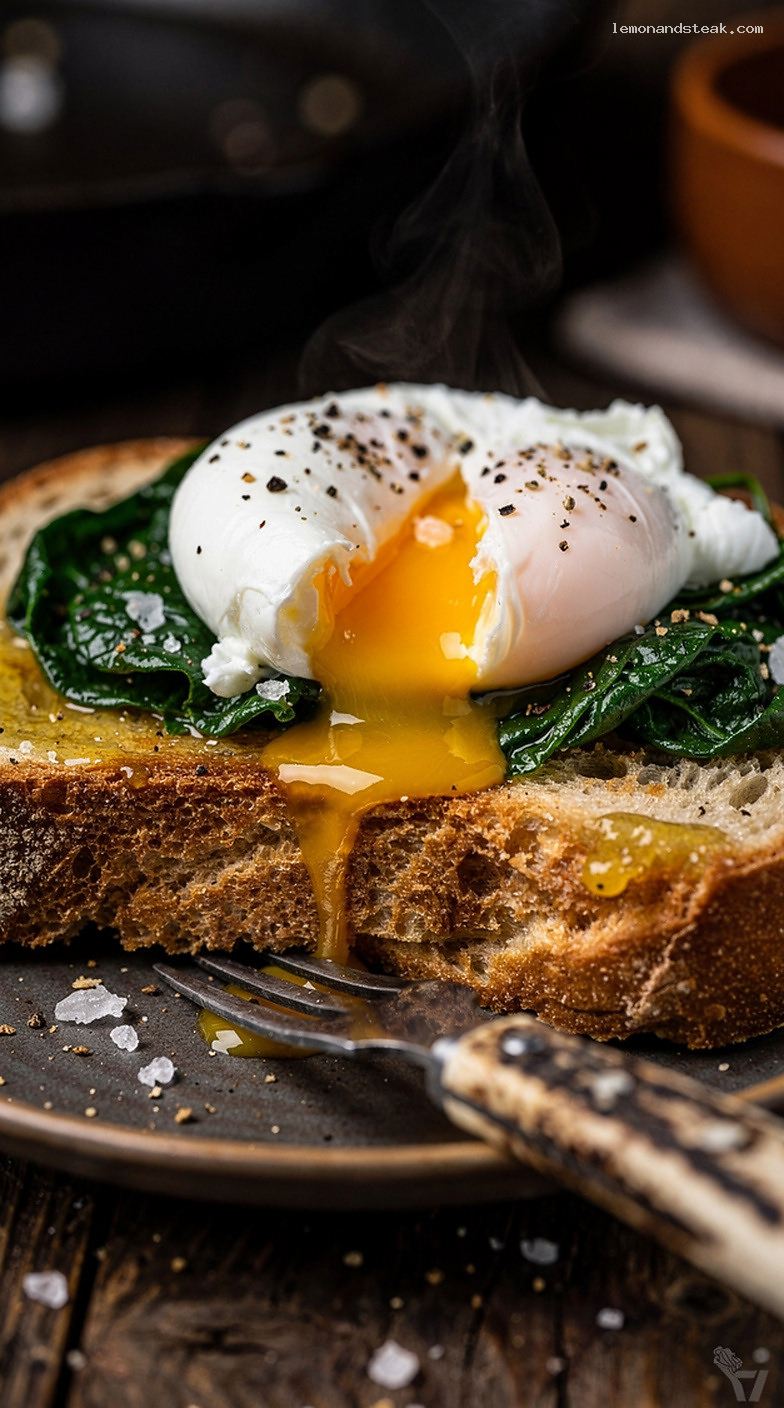 Perfect Poached Eggs With Runny Yolks – Closeup