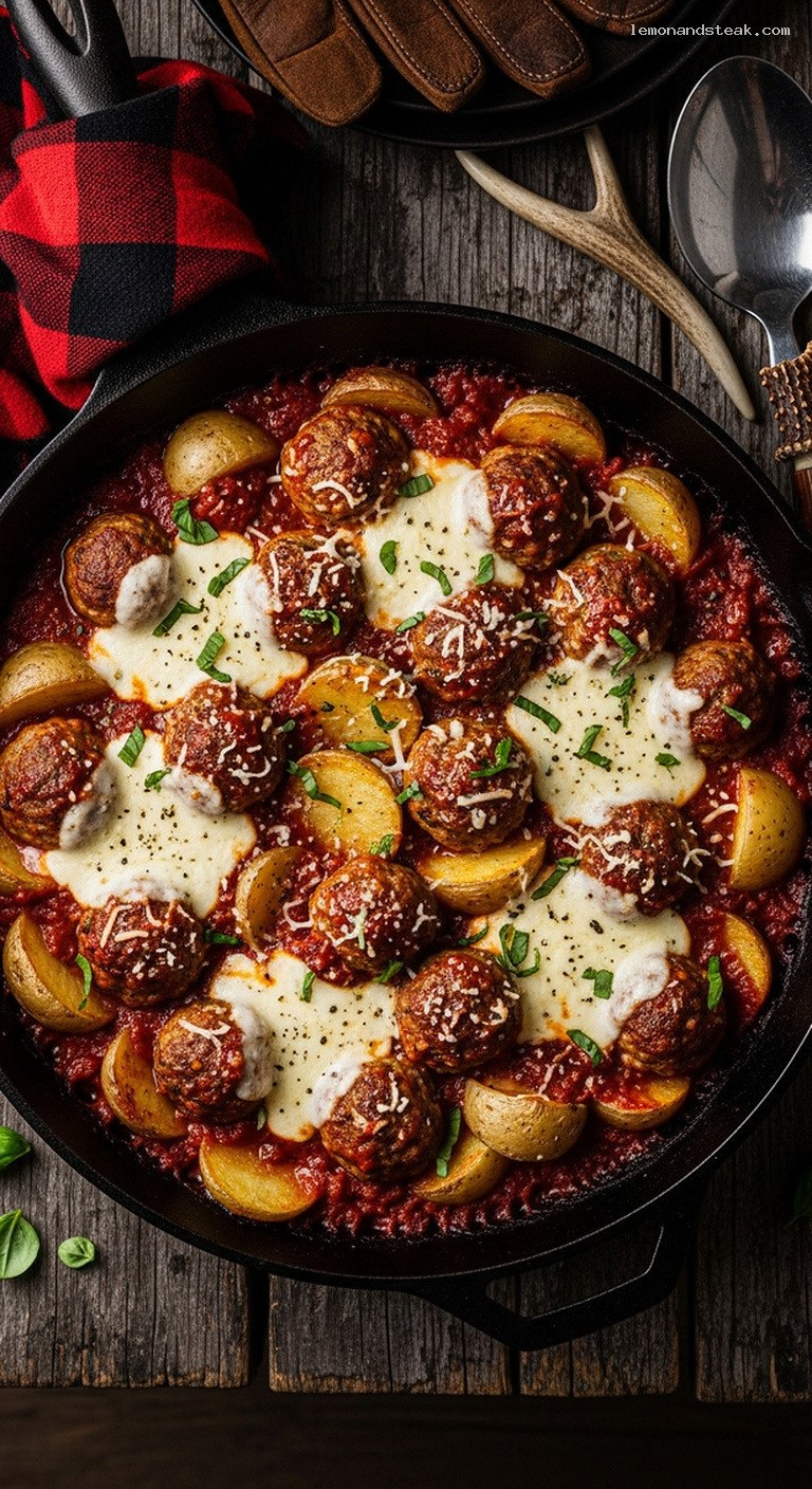 Potato and Turkey Meatball Bake with Tomato-Herb Sauce