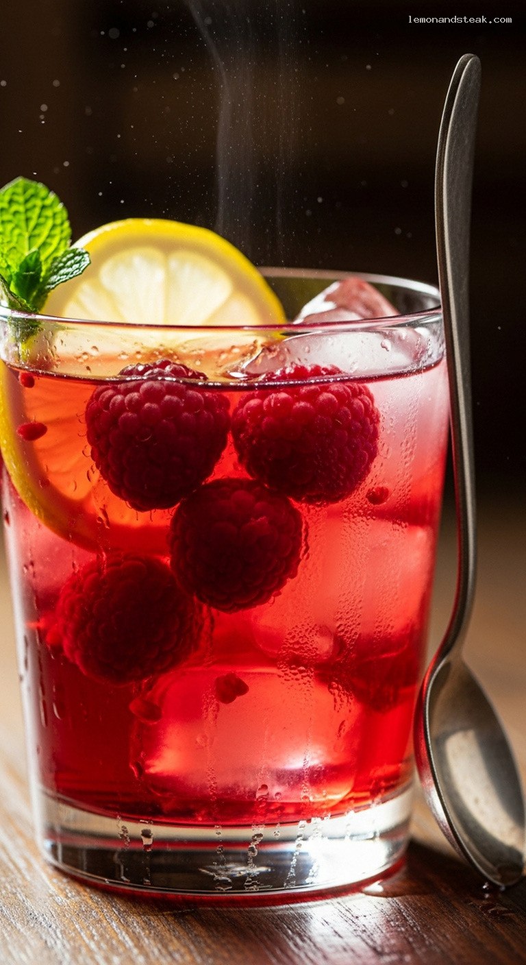 Raspberry Rose Iced Tea with Black Tea – Closeup