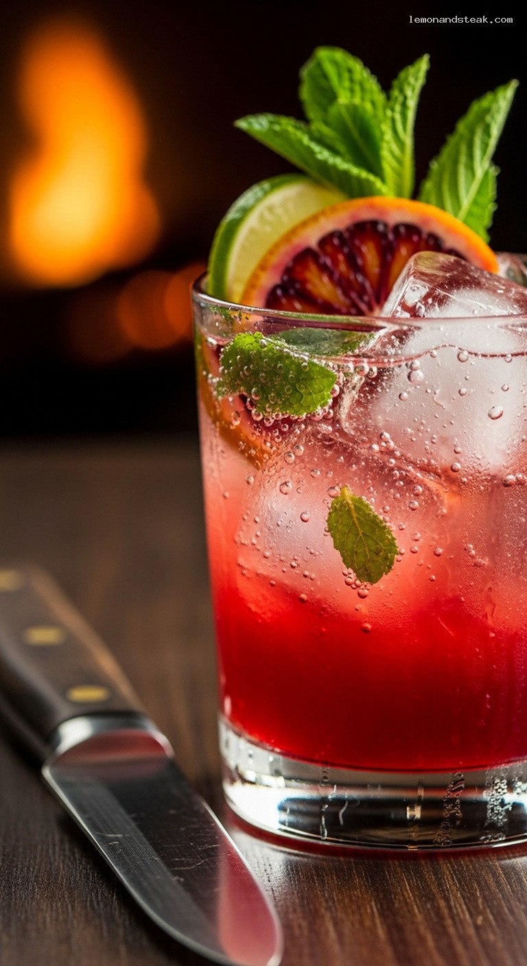 Refreshing Blood Orange Mint Cooler – Closeup