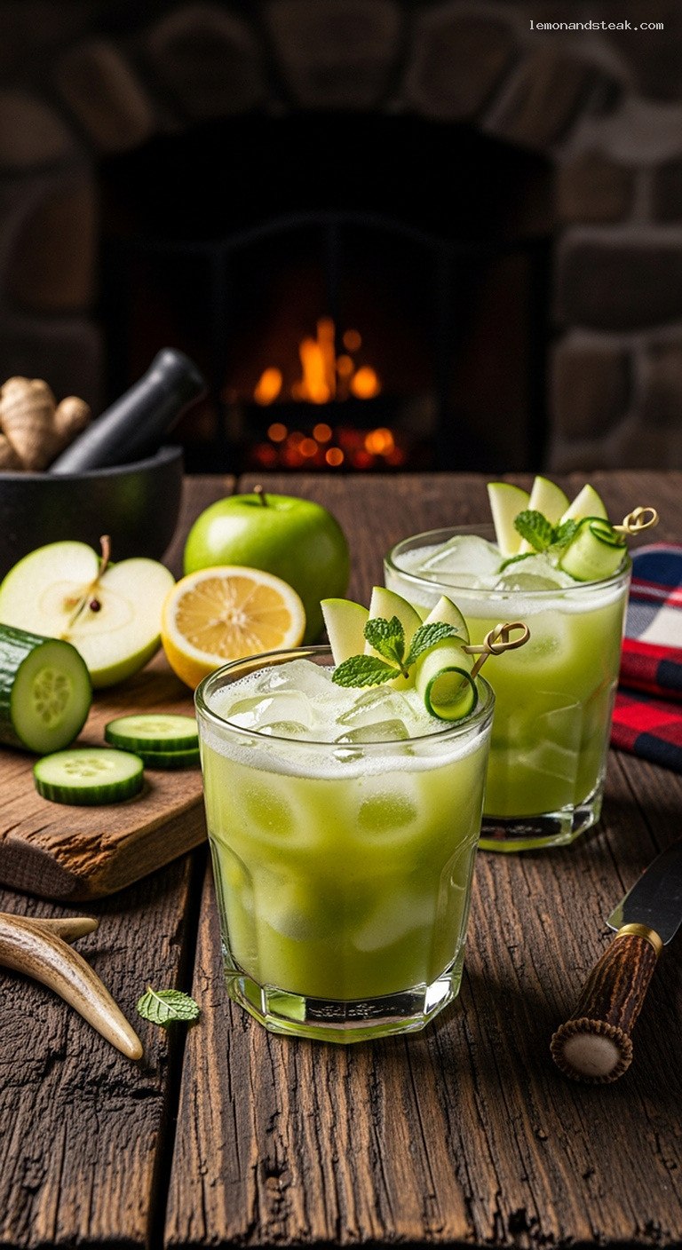 Refreshing Cucumber Apple Green Juice with Lemon